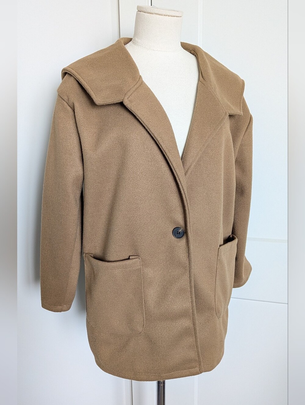 Camel Oversized Sailor Collar Jacket Coat